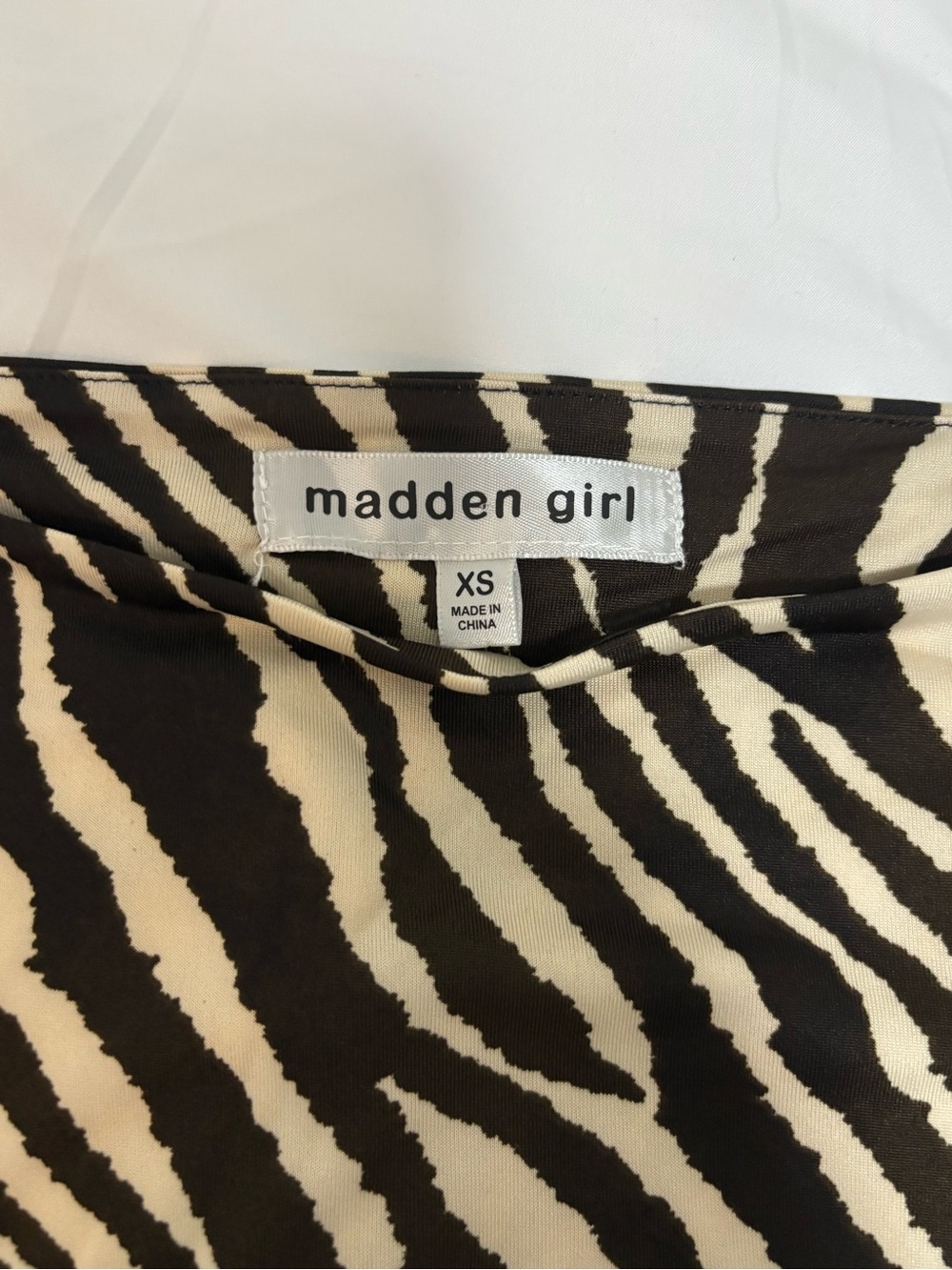 Madden Girl Zebra-Print Long Sleeve Top in Brown & Cream - Picture 3 of 3